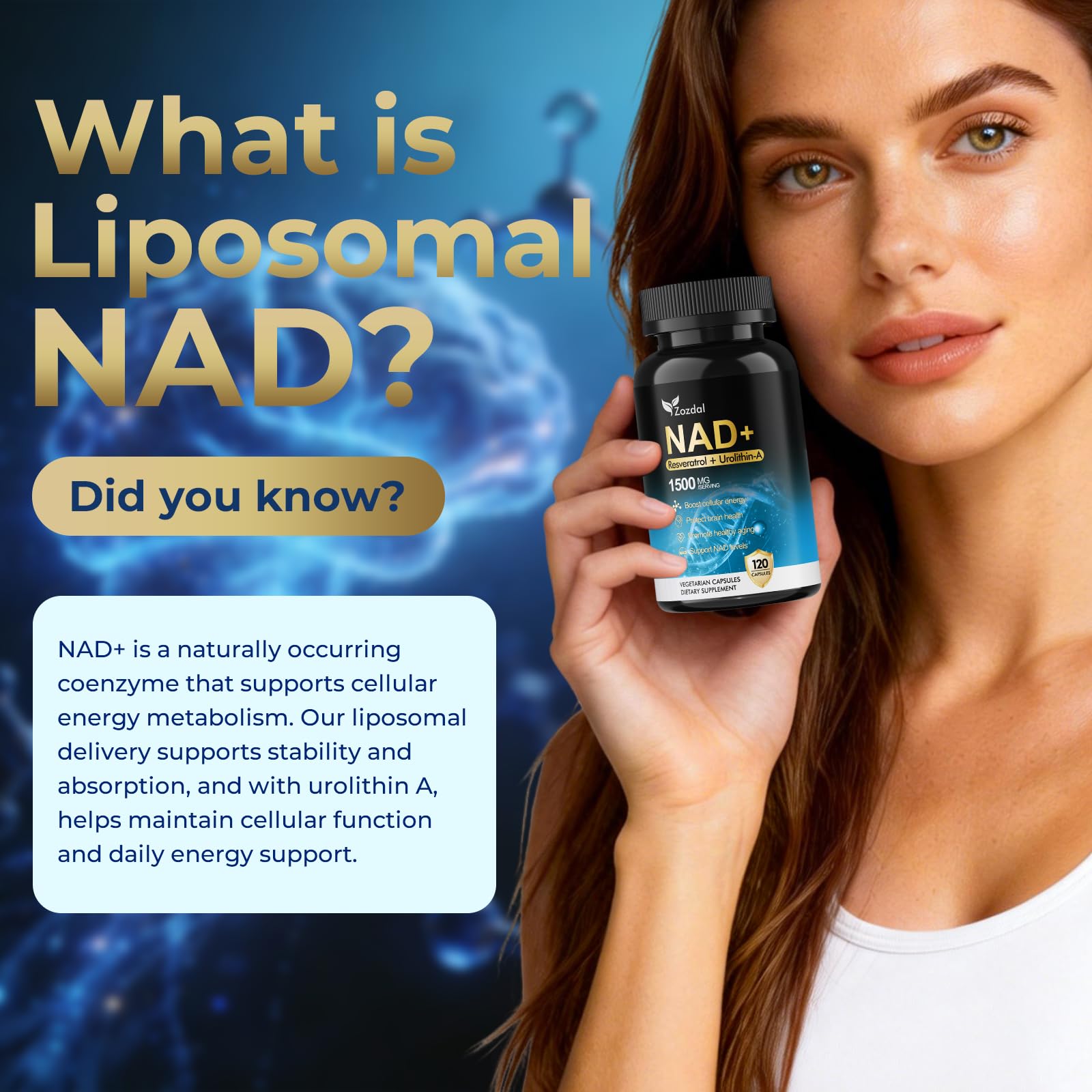 Zozdal NAD Capsules side view showing label details
