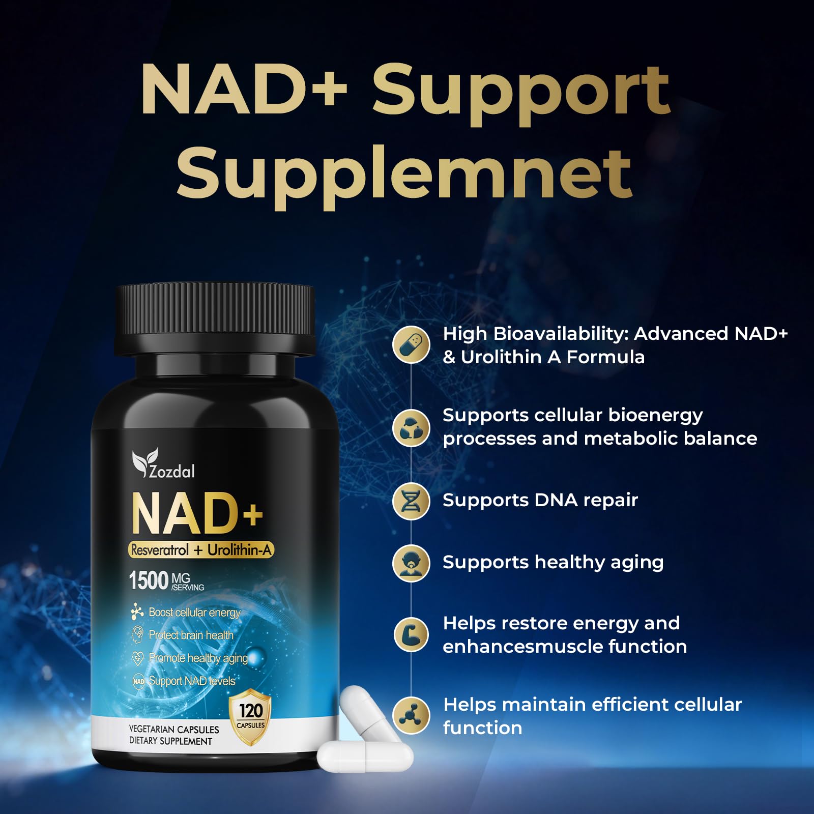 Zozdal NAD Capsules with lid open displaying capsules
