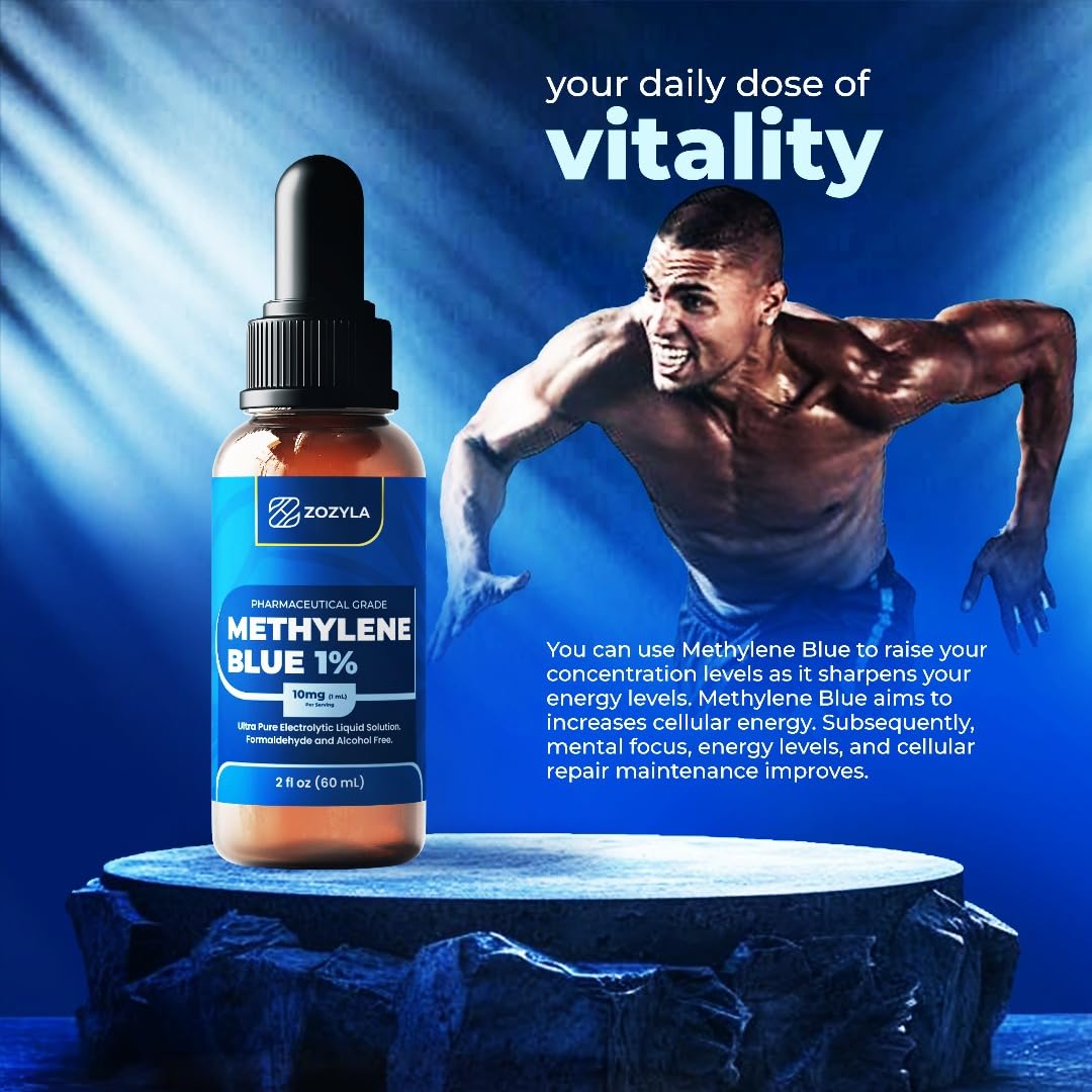 ZOZYLA Methylene Blue Supplement bottle with label details