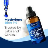 ZOZYLA Methylene Blue Supplement glass bottle in lifestyle setting