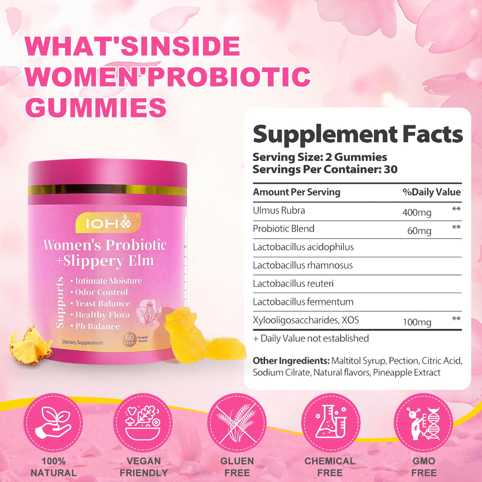 ZREVSB Probiotics Gummies bottle side view with nutrition information