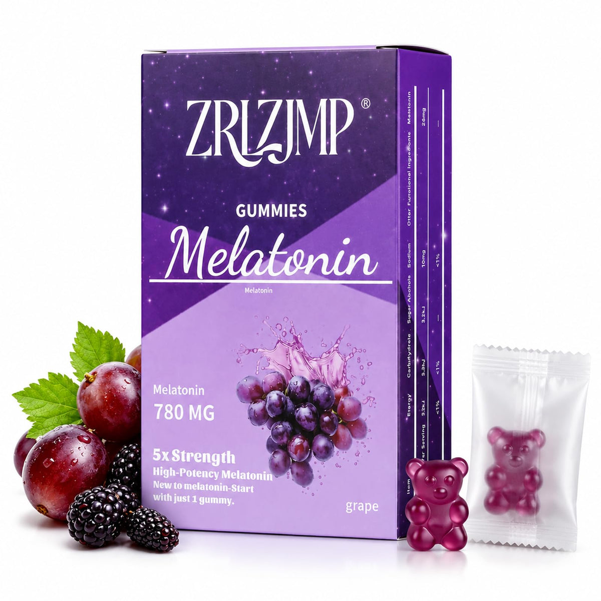 ZRLZJMP Melatonin Gummies 60 count bottle front view