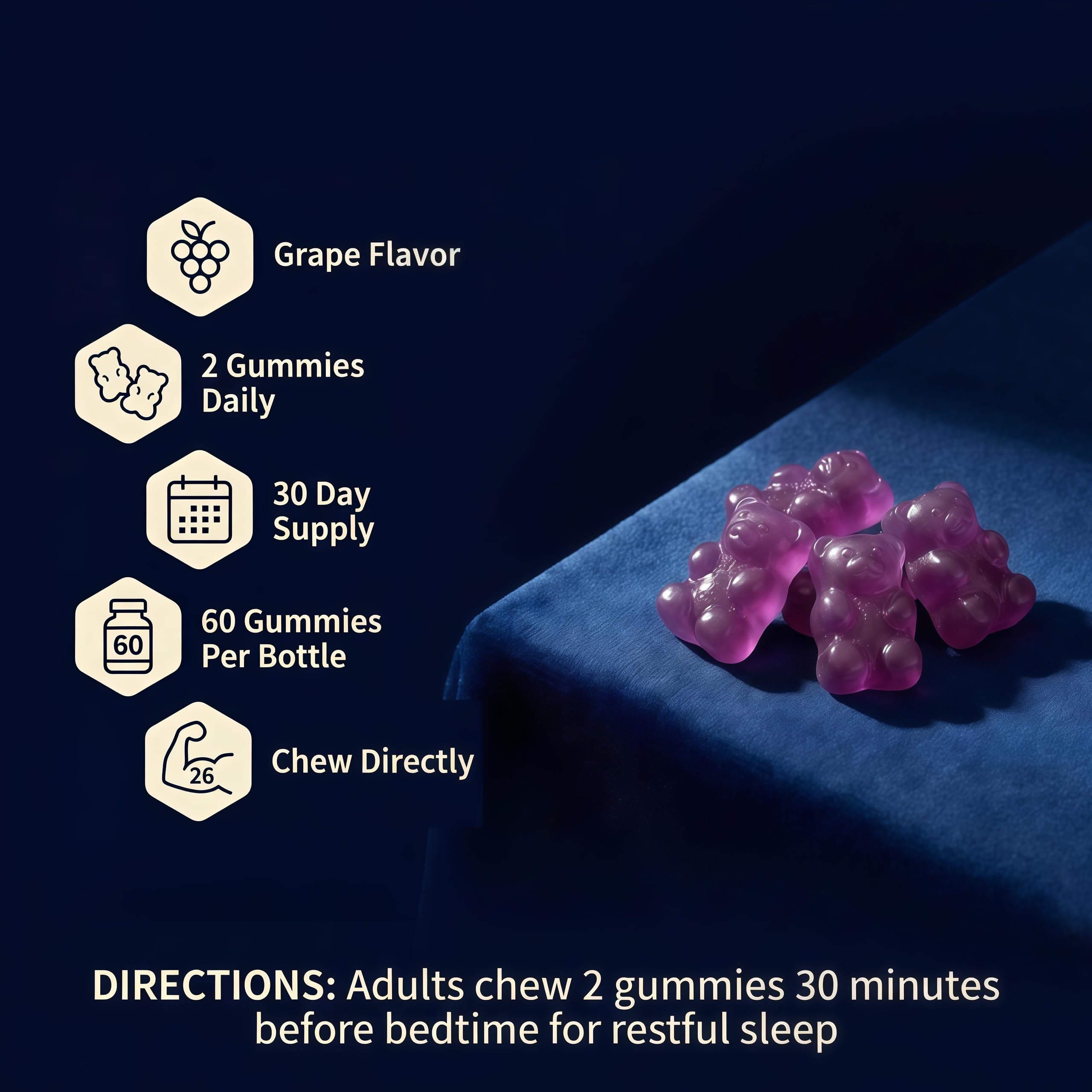 ZRLZJMP Melatonin Gummies showing individual gummy