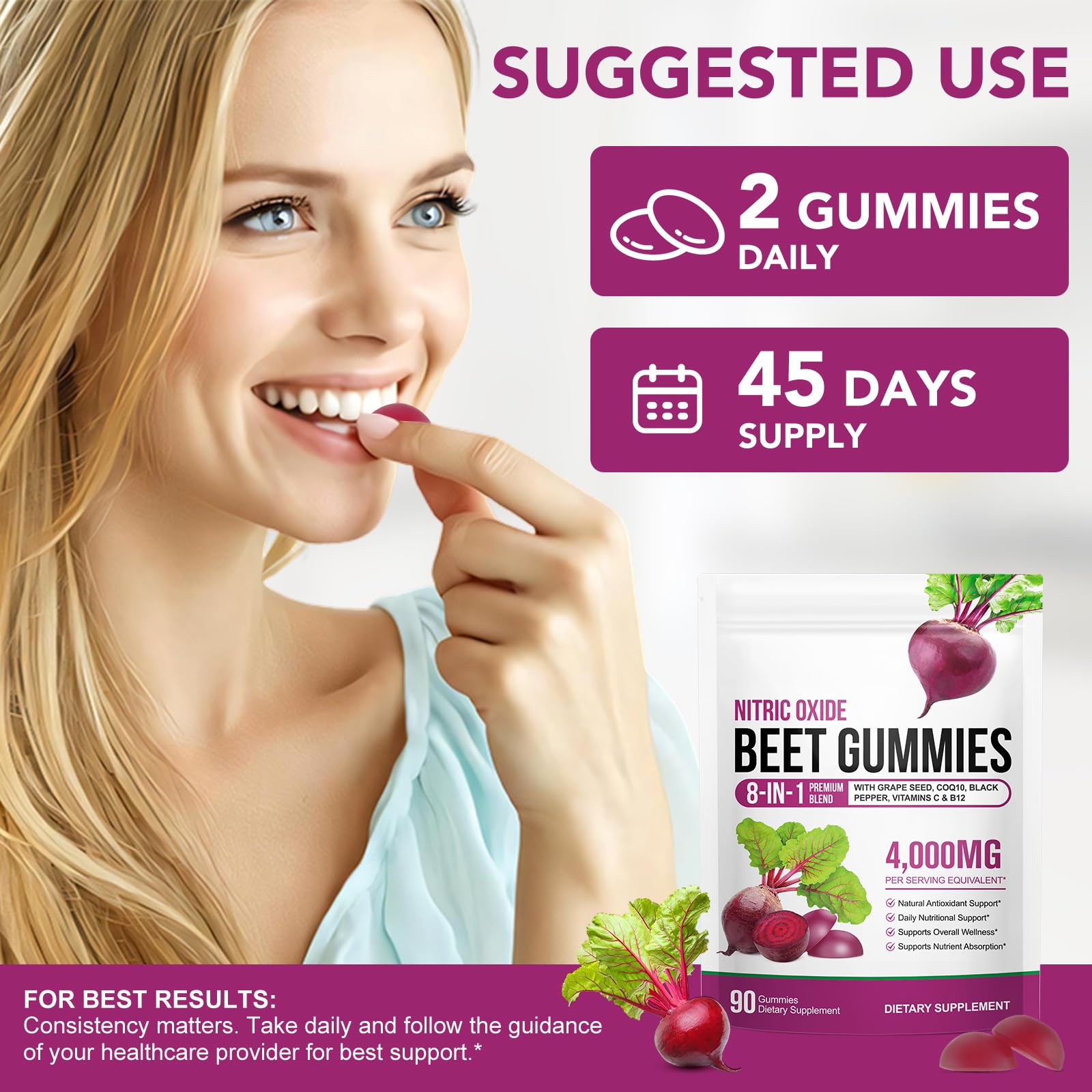 ZROGJBMK Beetroot Gummies in a hand