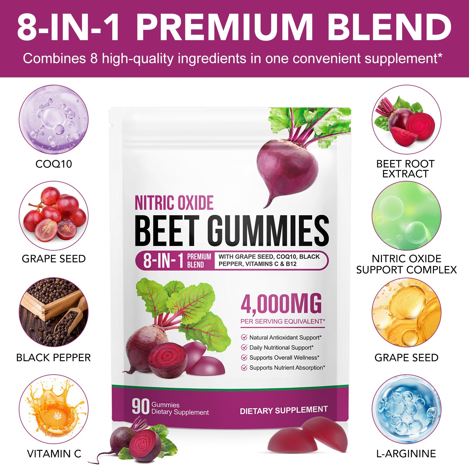 ZROGJBMK Beetroot Gummies mixed berry flavour close-up