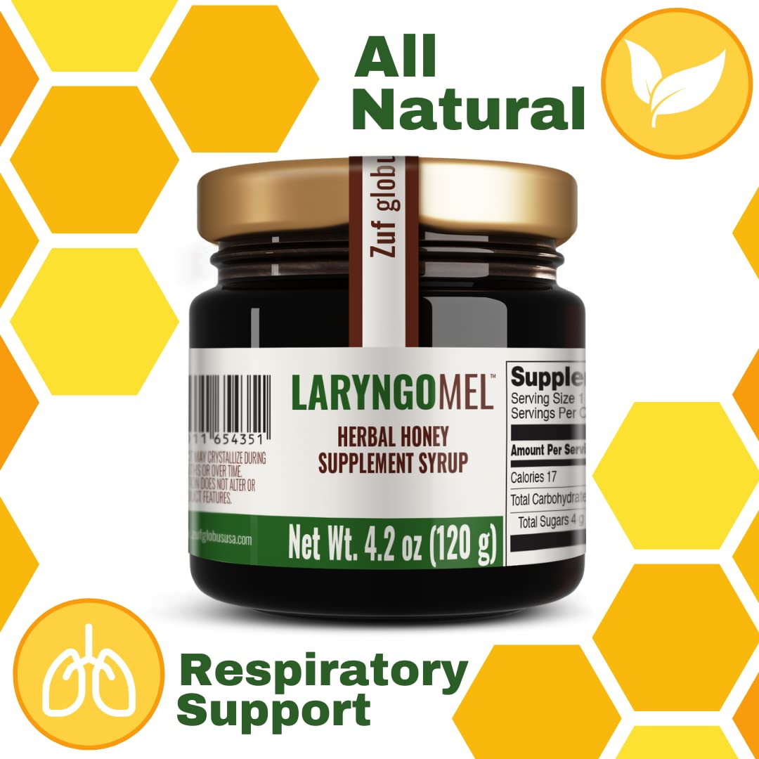 Zuf Globus LaryngoMEL herbal honey supplement jar side view
