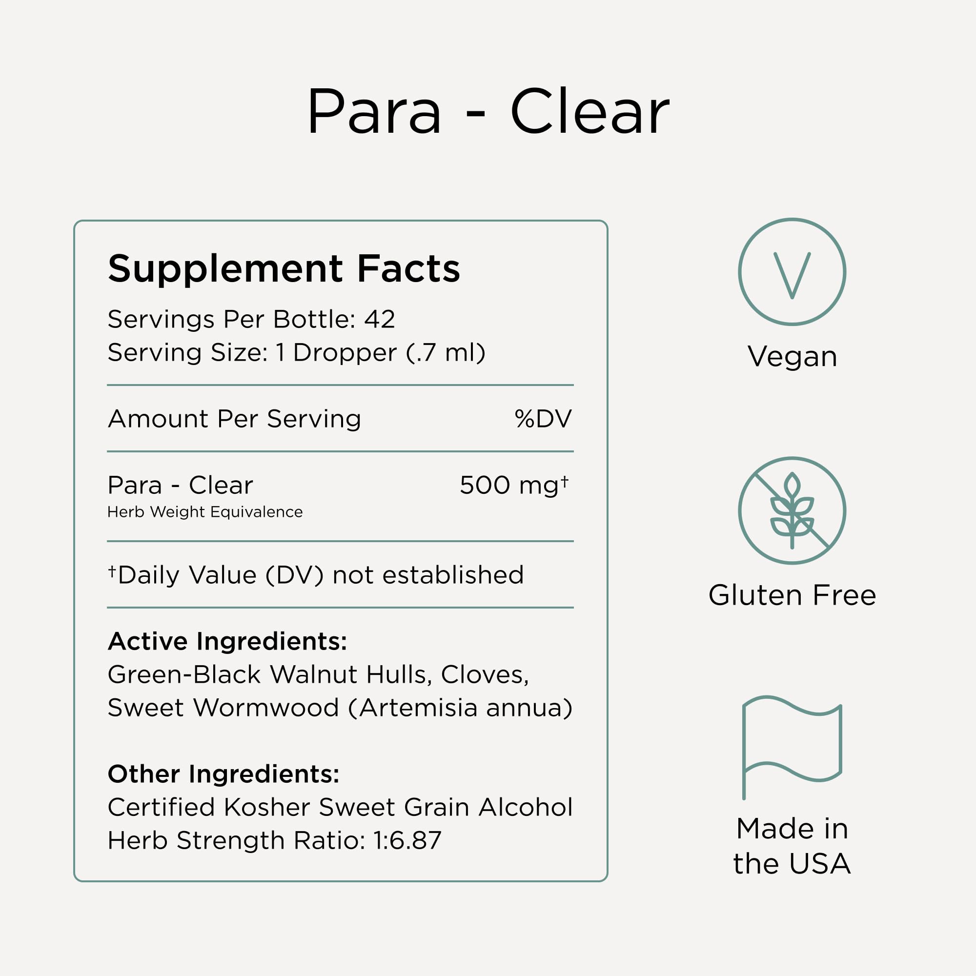 Zuma Nutrition Para-Clear herbal supplement displayed with herbal tea