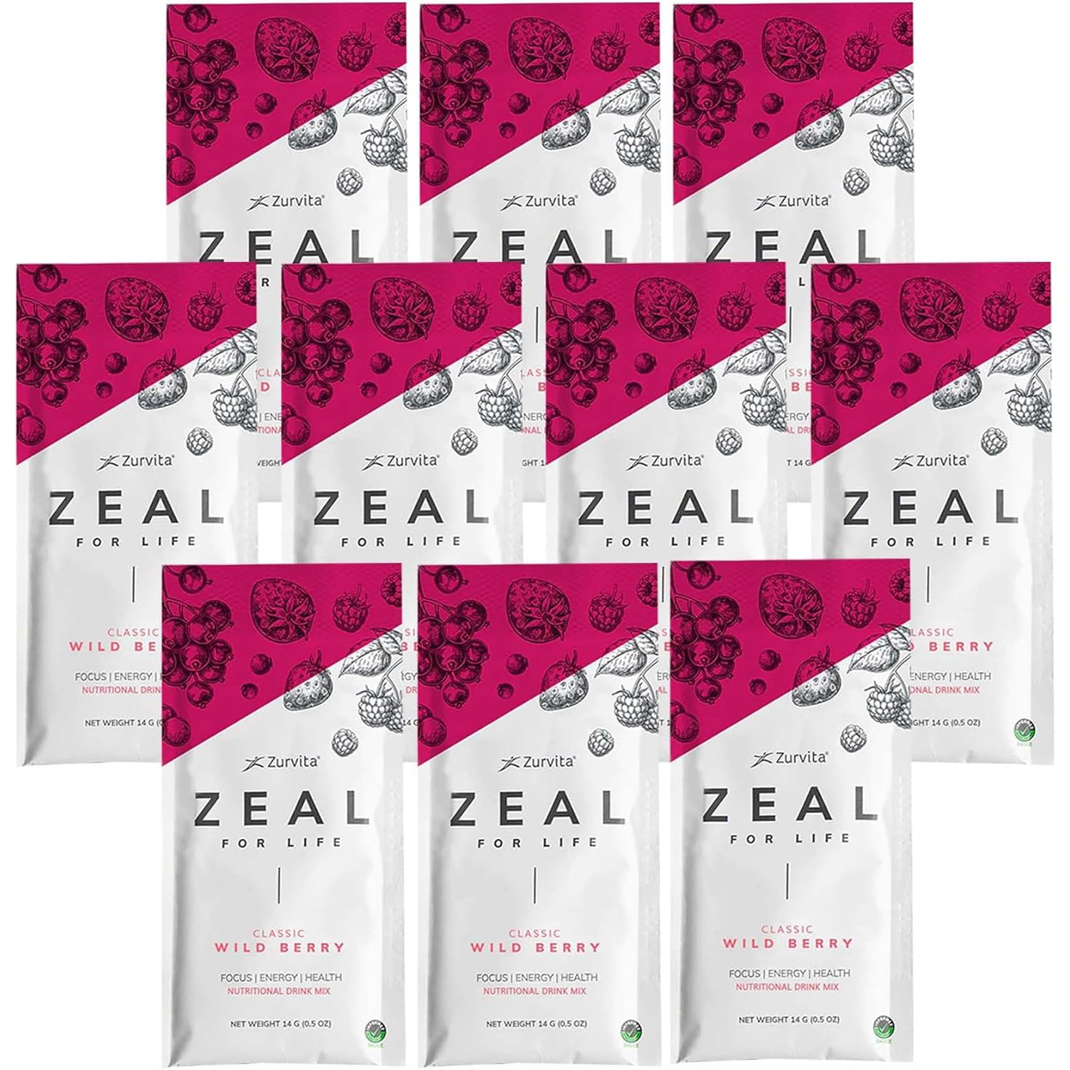 Zurvita Zeal for Life Wellness Wild Berry powder front view