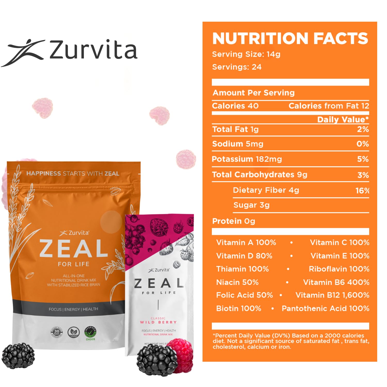 Zurvita Zeal for Life Wellness Wild Berry powder packaging