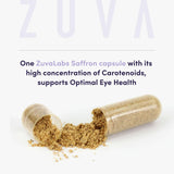 ZuvaLabs Saffron Extract Capsules on a wooden table