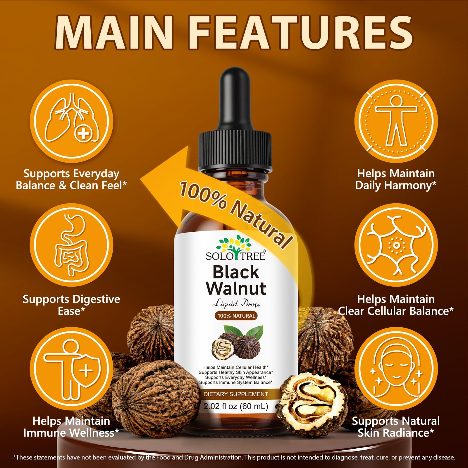 ZUZOKKAHA Black Walnut Liquid Drops 500mg with dropper