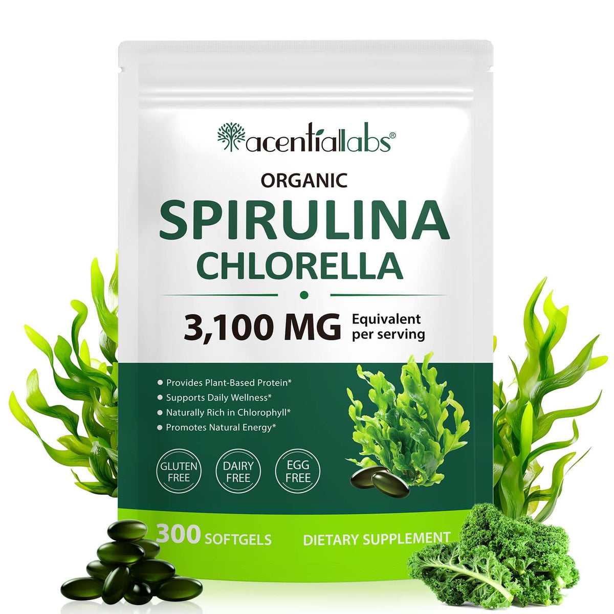 ZUZOKKAHA Chlorella Softgels front view with packaging