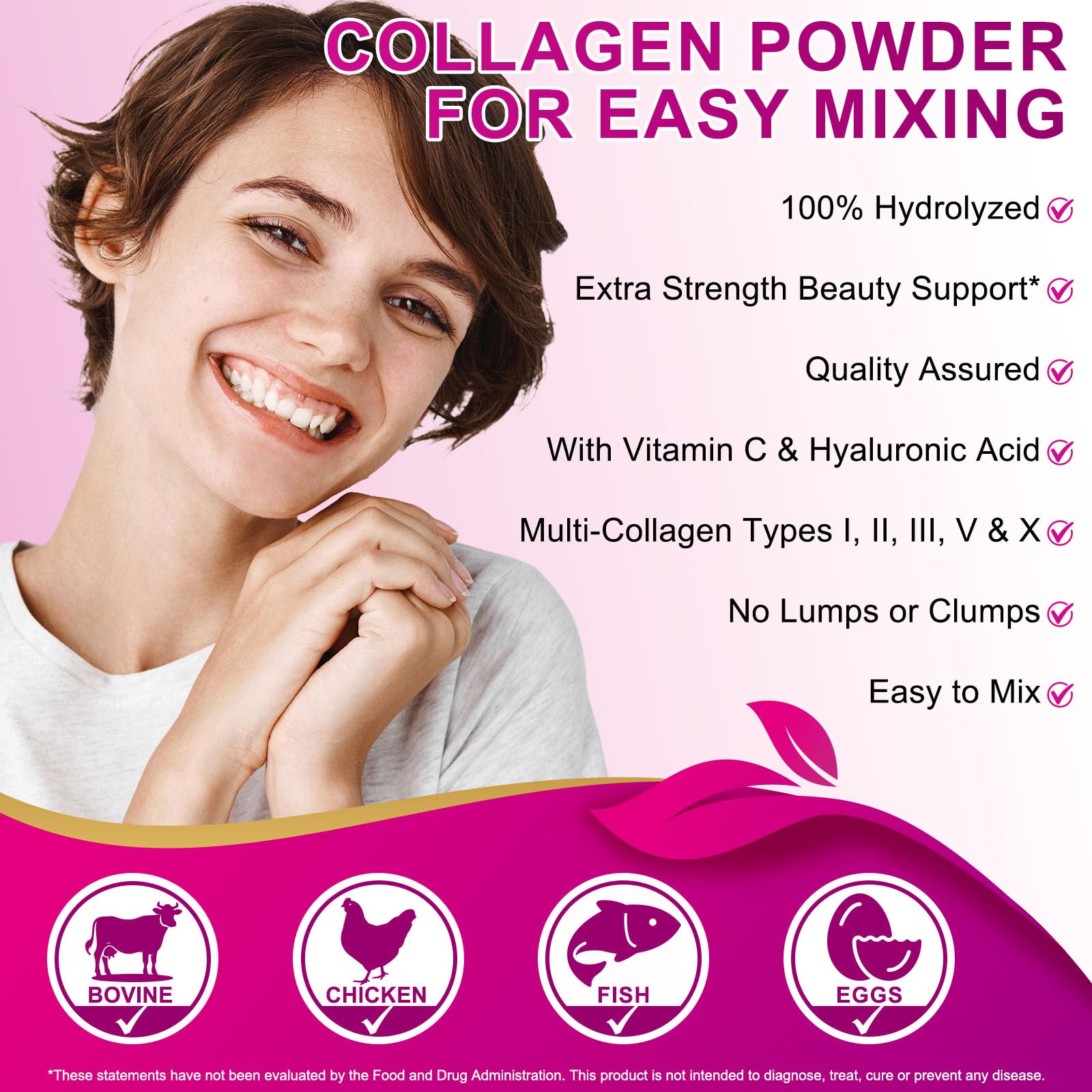 ZUZOKKAHA Multi Collagen Peptides Powder 70g scoop