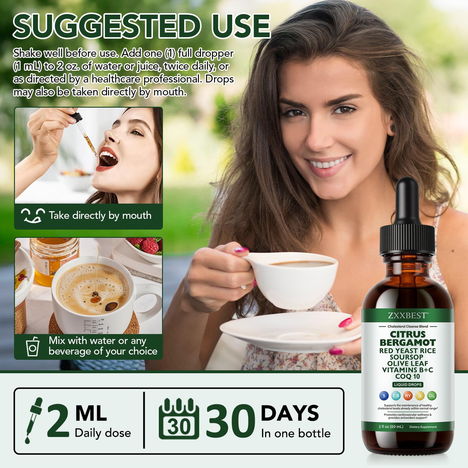ZXXBEST Red Yeast Rice Supplement with soursop and bergamot