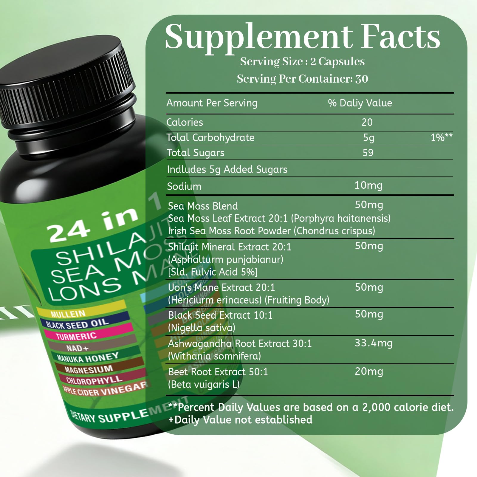 ZYGCDZ 24-in-1 Herbal Blend Supplement Capsules side view
