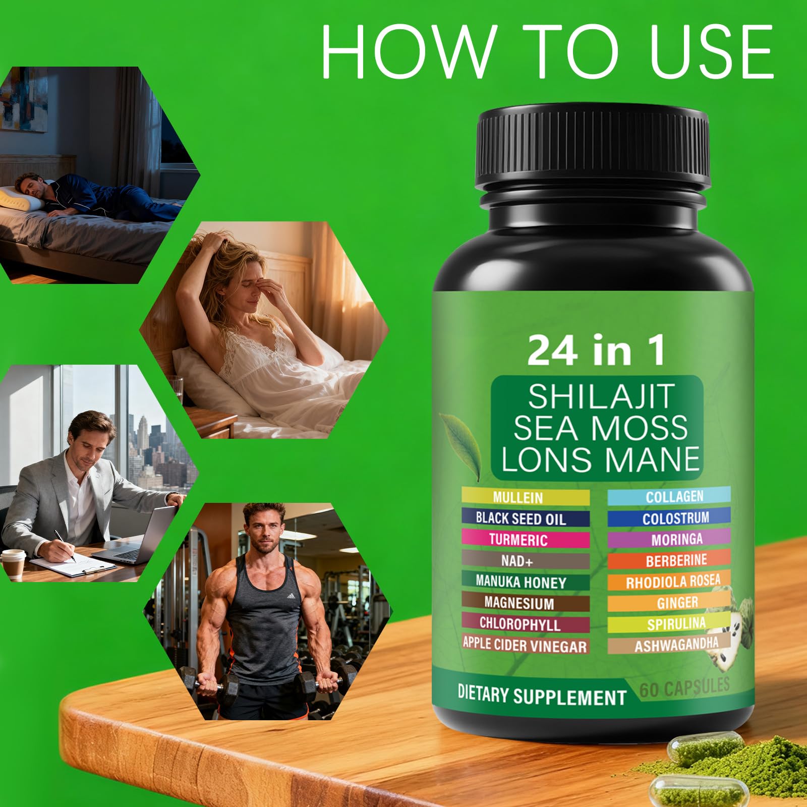 ZYGCDZ 24-in-1 Herbal Blend Supplement Capsules with ingredients