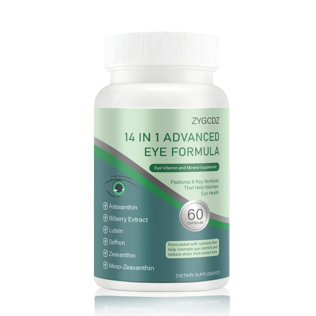 ZYGCDZ Eye Support Supplement bottle front view with 60 capsules