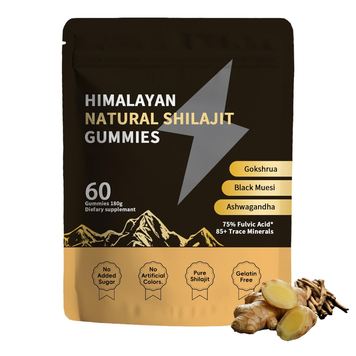 ZYGCDZ Shilajit Gummies front view with packaging