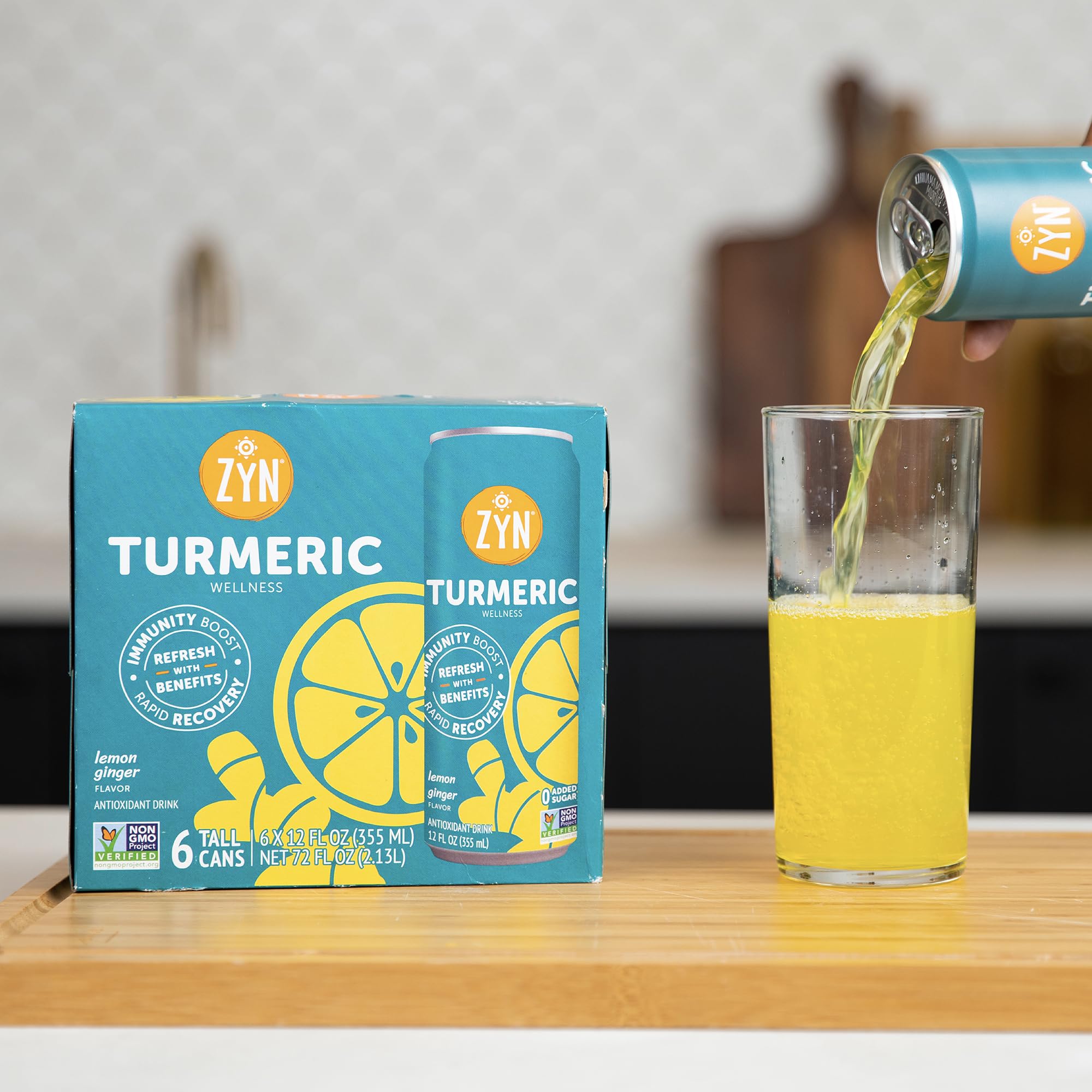 ZYN Turmeric Curcumin Supplement Drink served chilled