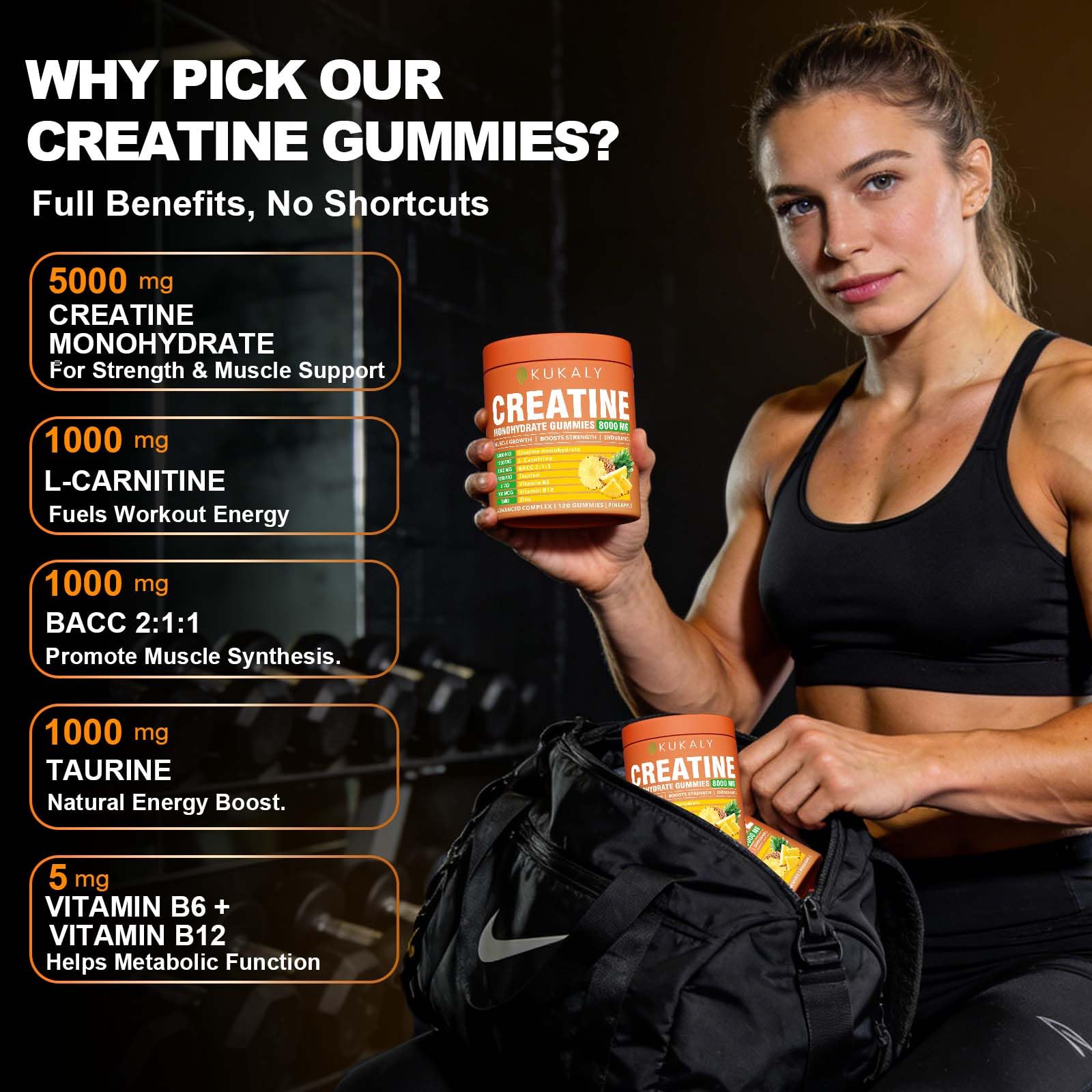 ZyterX Creatine Monohydrate Gummies on a gym bench