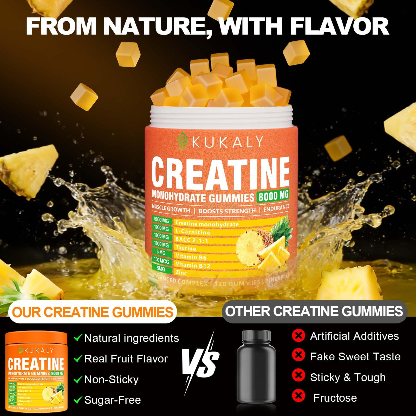ZyterX Creatine Monohydrate Gummies with fresh fruits