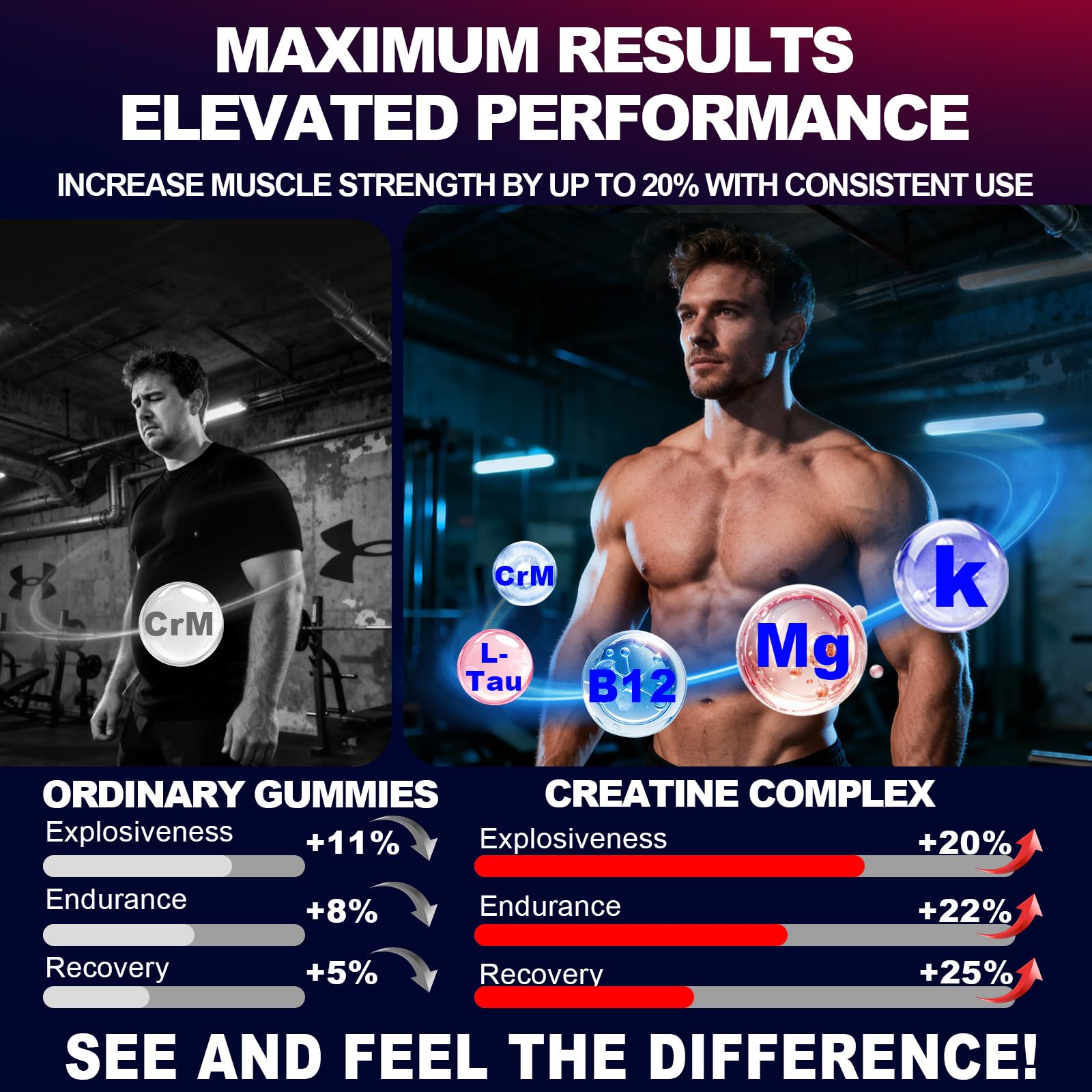 ZyterX Creatine Monohydrate Gummies with nutritional information