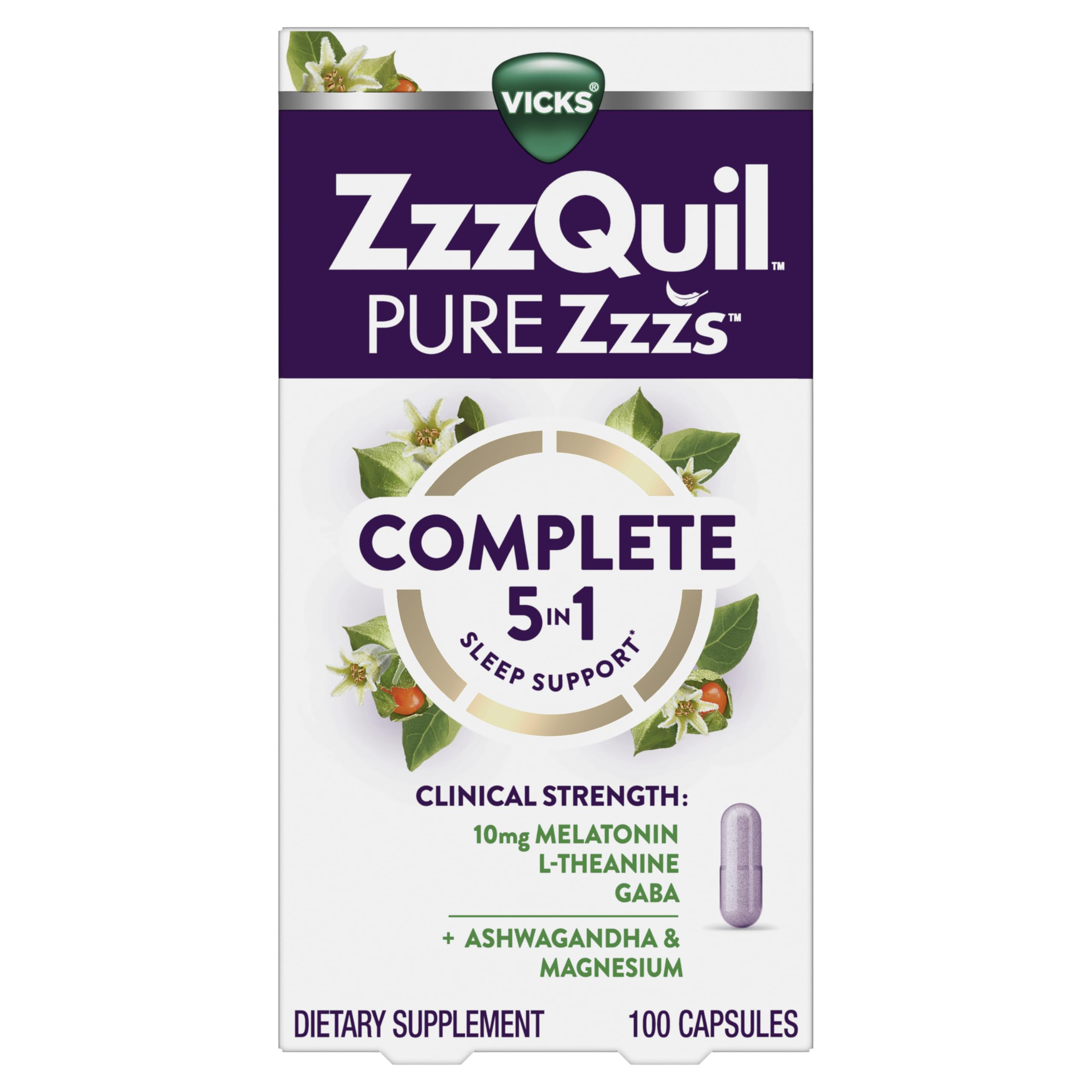 ZzzQuil Complete Sleep Capsules 10mg Melatonin front view