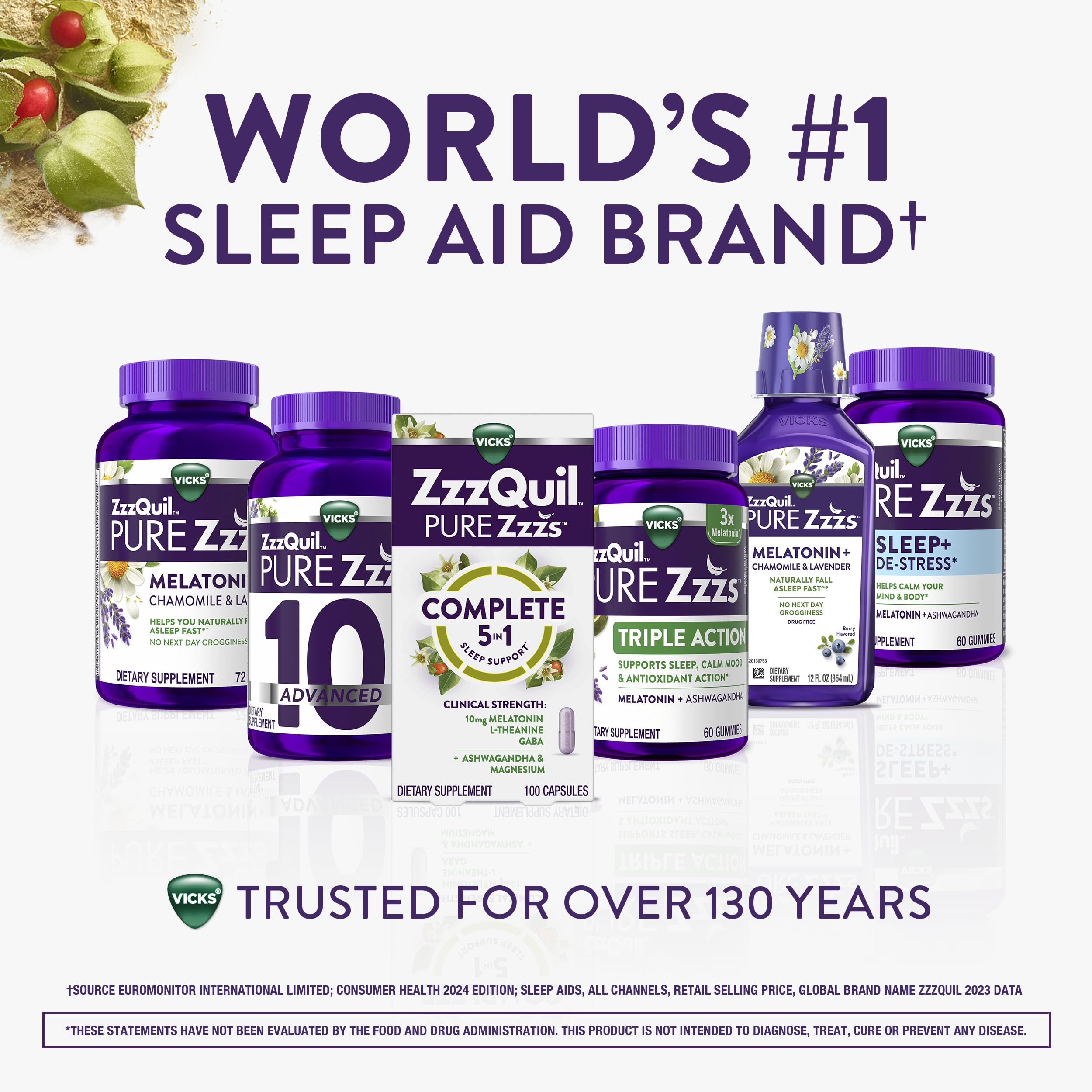 ZzzQuil Complete Sleep Capsules on a wooden table