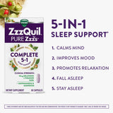 ZzzQuil Complete Sleep Capsules showing back label with ingredients
