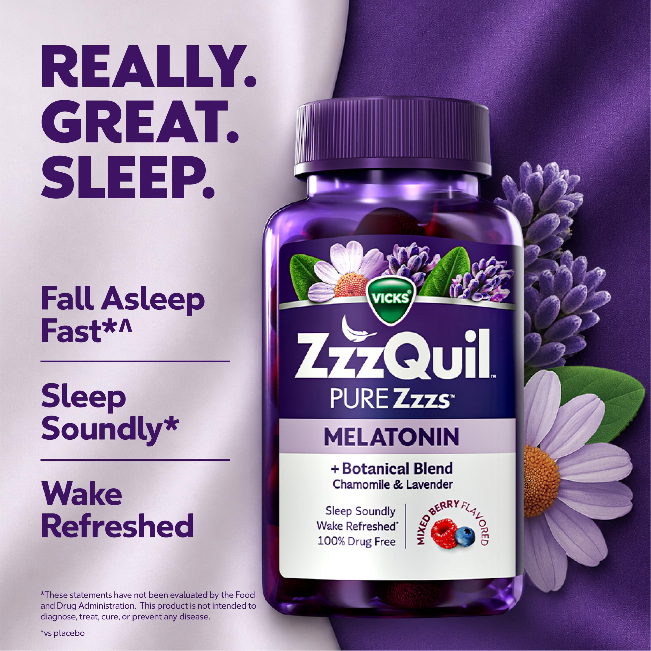 ZzzQuil Melatonin Gummies 2mg side view showing gummy texture