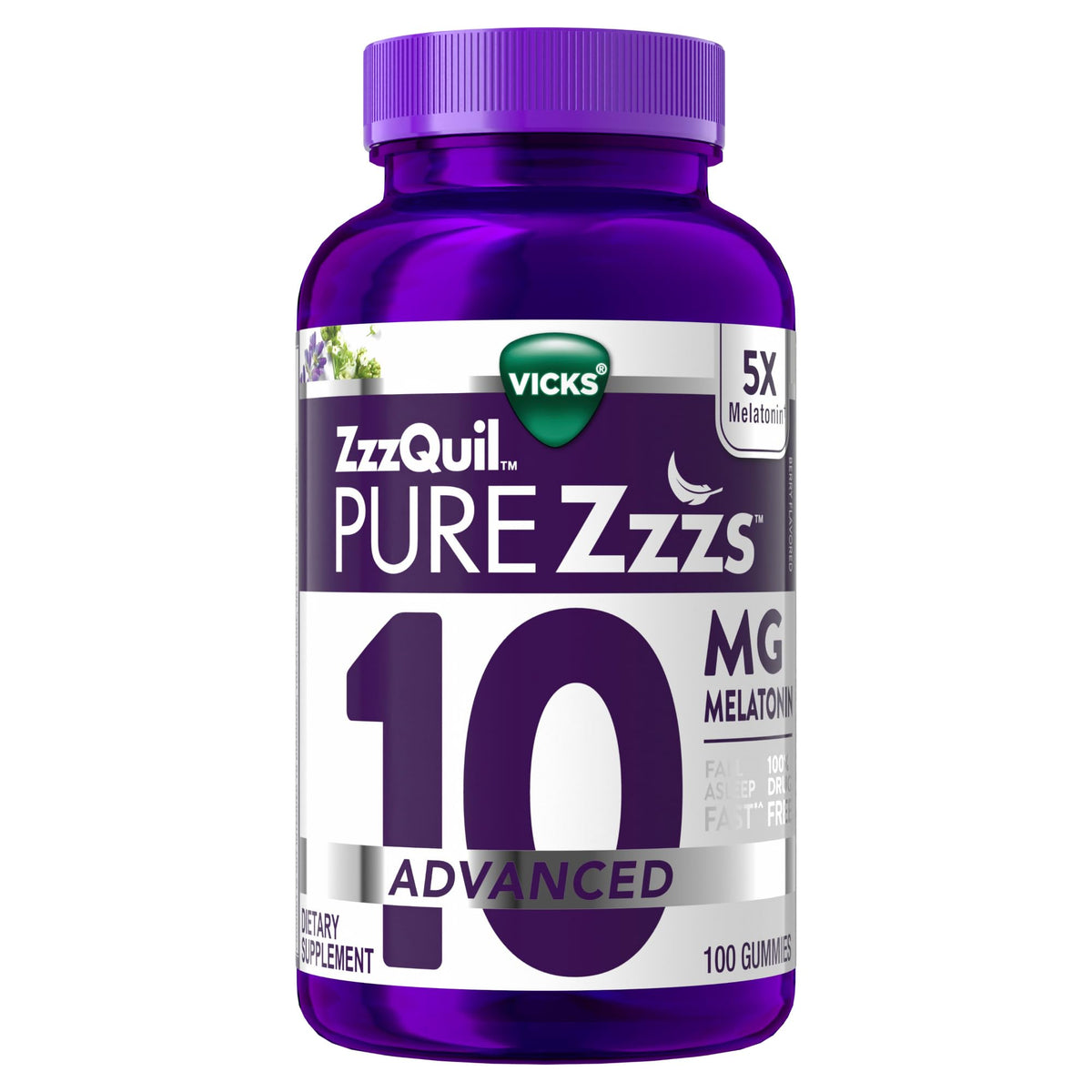 ZzzQuil PURE Zzzs Advanced 10mg Melatonin Gummies front view
