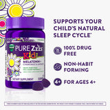 ZzzQuil Pure Zzzs Kidz Melatonin Gummies back view showing ingredients