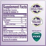 ZzzQuil Pure Zzzs Kidz Melatonin Gummies back view with nutritional information