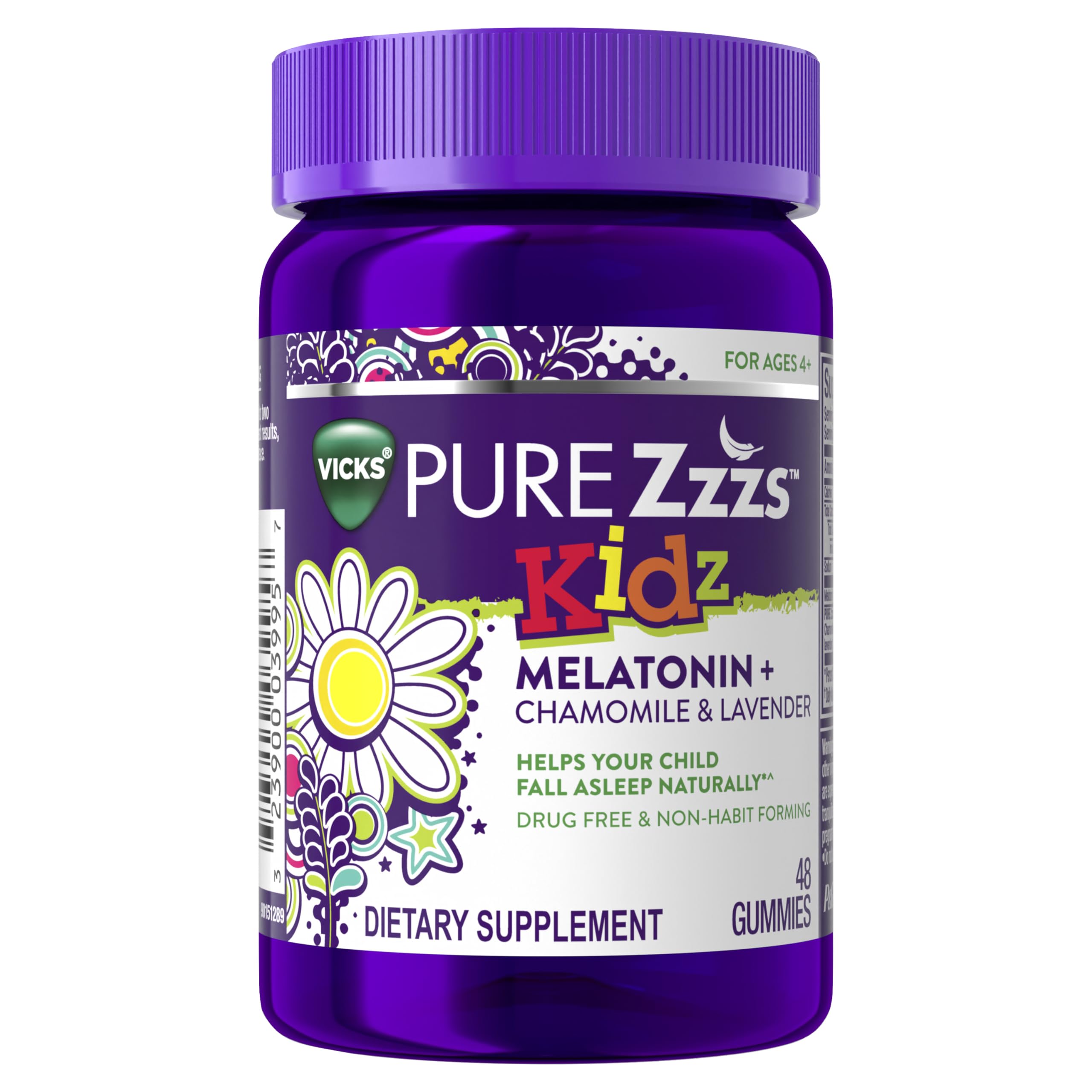 ZzzQuil Pure Zzzs Kidz Melatonin Gummies front view packaging