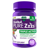 ZzzQuil Pure Zzzs Triple Action Melatonin Gummies in a travel bag