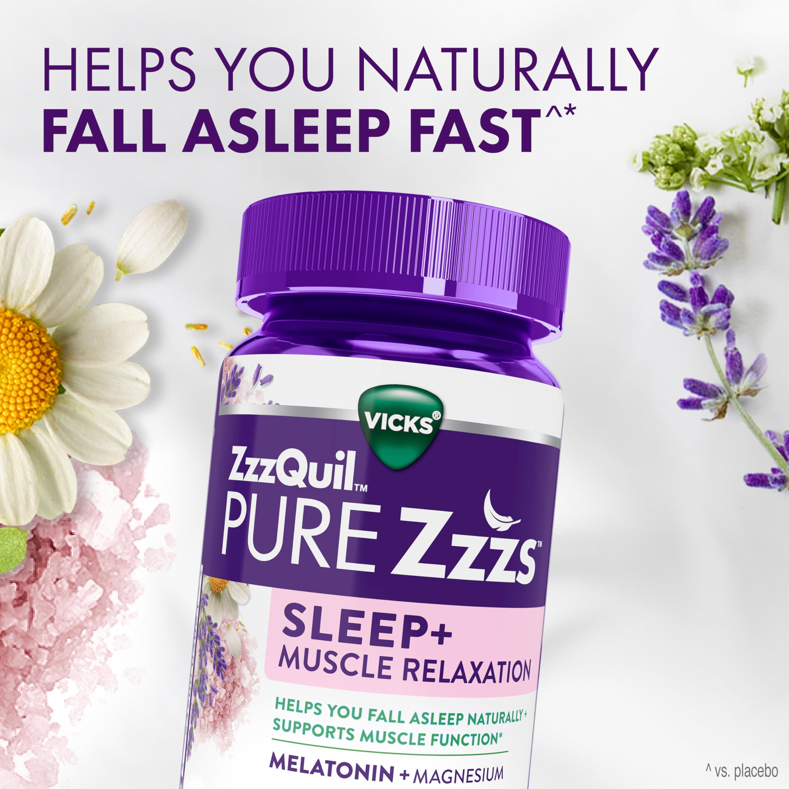 ZzzQuil Sleep Aid Gummies side view showing ingredients