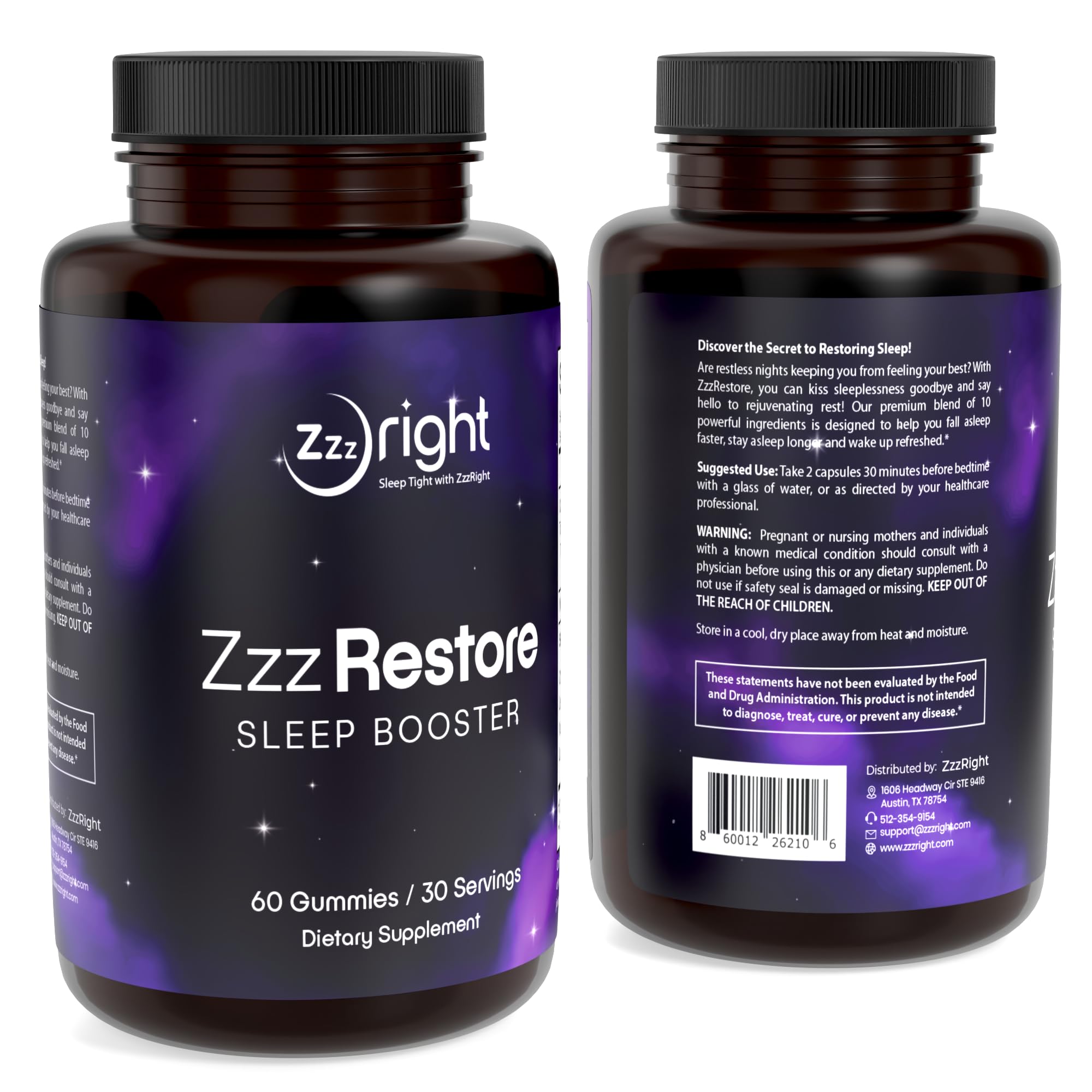 ZzzRight ZzzRestore label close-up